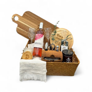 Luxury Wine & Cheese Charcuterie Gift Basket | Personalized Corkscrew Set, Serving Boards, Wine Glasses & Gourmet Treats